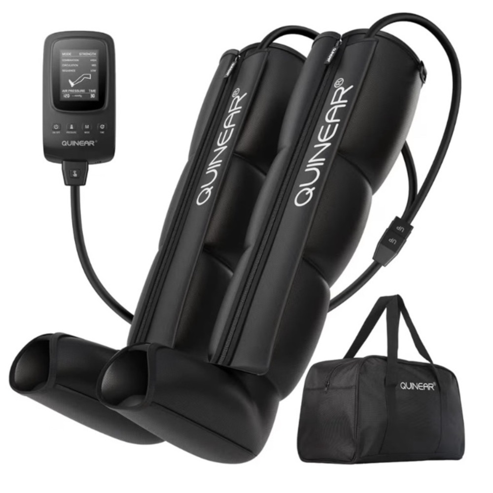 QUINEAR Black Linear Circulation Air Compression Boots Leg Massager Edema Medium